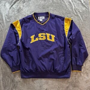 Vintage LSU Tigers Windbreaker Mens XL Purple Gold Russell Athletic 90s Pullover